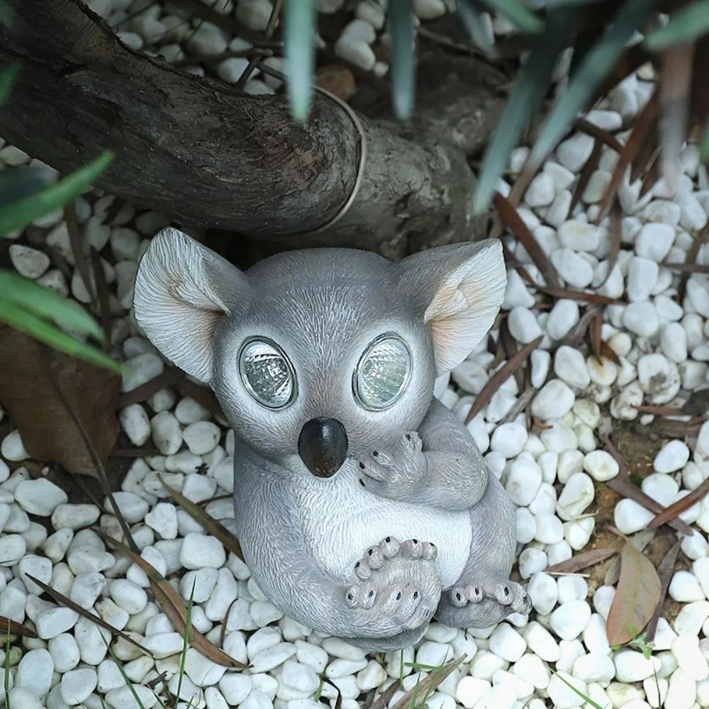 Garden Koala Estátua olhos Glow impermeável estátuas de resina animal com Energia solar wyz20046