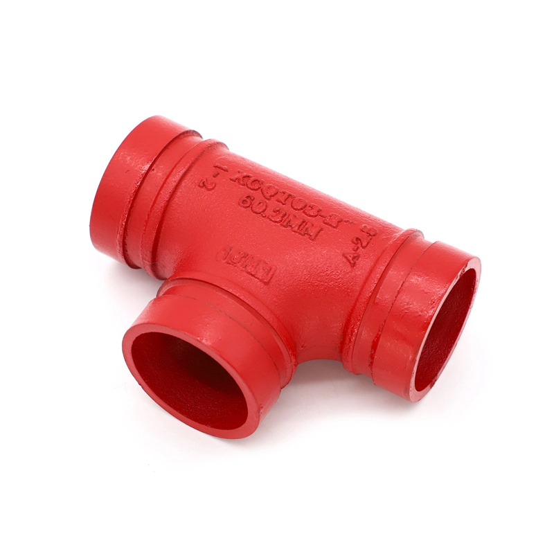 Red Painting Ductile Cast Iron Grooved Pipe Fitting Tee Elbow Pipe Fitting