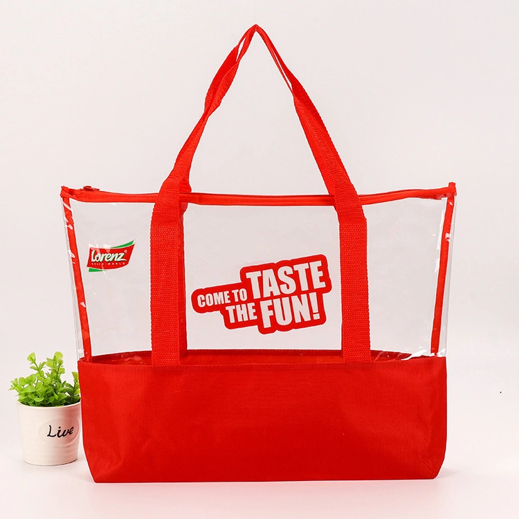 Custom Printed Clear PVC Plastic Tote Shopping Bag for Clothing/Gift Packing