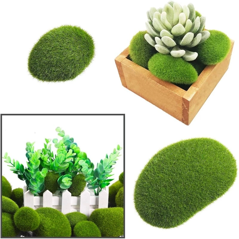 30 PCS Tamanho 3 Rochas de musgo Artificial decorativa, Green Moss bolas, para arranjos florais Gardens e Criar promoção