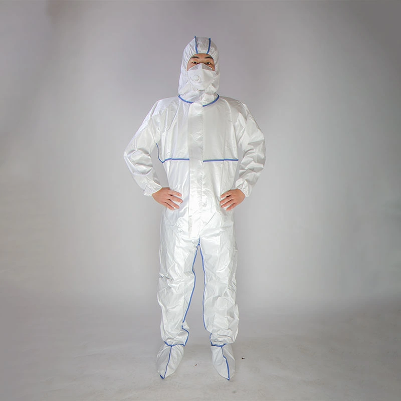 OEM / ODM non tissés jetables imperméable respirant microporeux de vêtements de protection complet du corps de sécurité Coverall avec capot