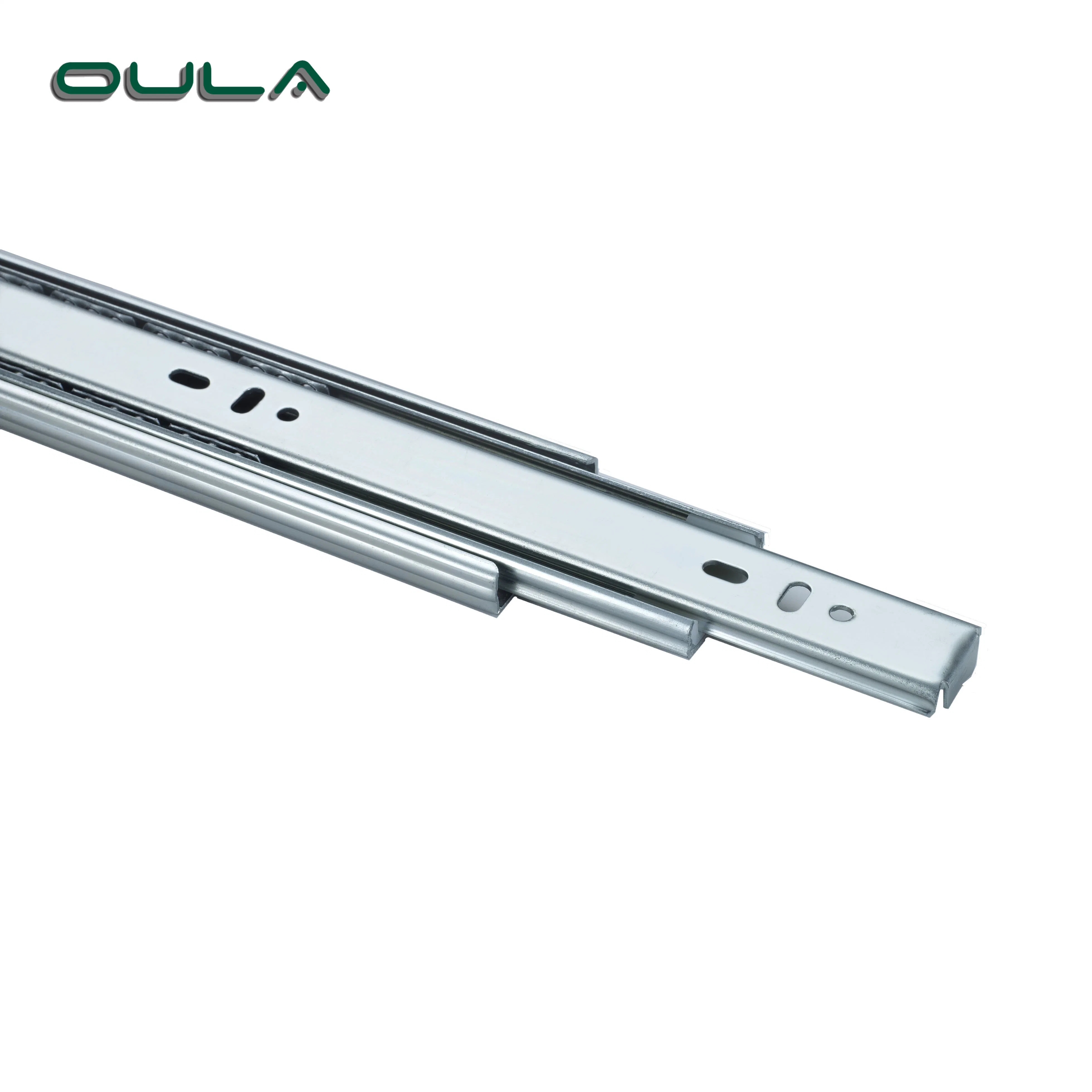 Telescopic Channel Zinc Finish Drawer Sliding Rail Furniture Hardware 3 Fold Ball Bearing Drawer Slides