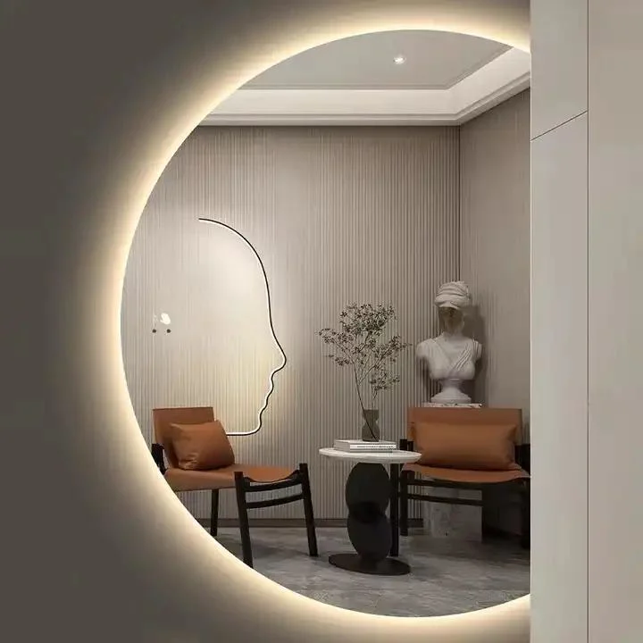 Стены отеля Декоративная ванная комната Ванитти половина Луны LED Lighted Intelligent Зеркало