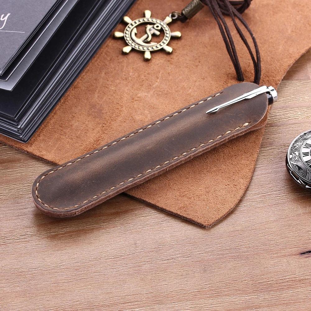 Custom Design Personalized Gift Semi-Circle Leather Pen Pouch Wholesale/Supplier Office Supply