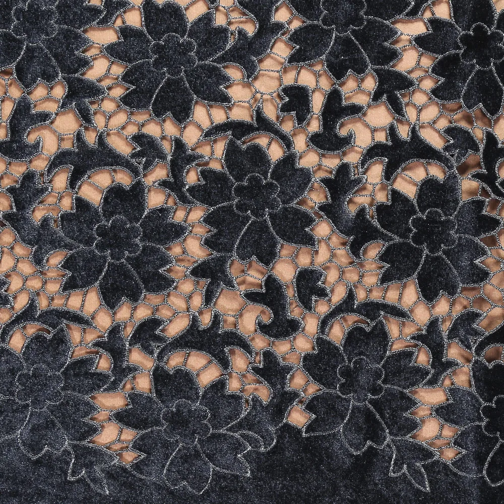 Corte a Laser Bordados Guipure Velvet Lace Fabric para vestir