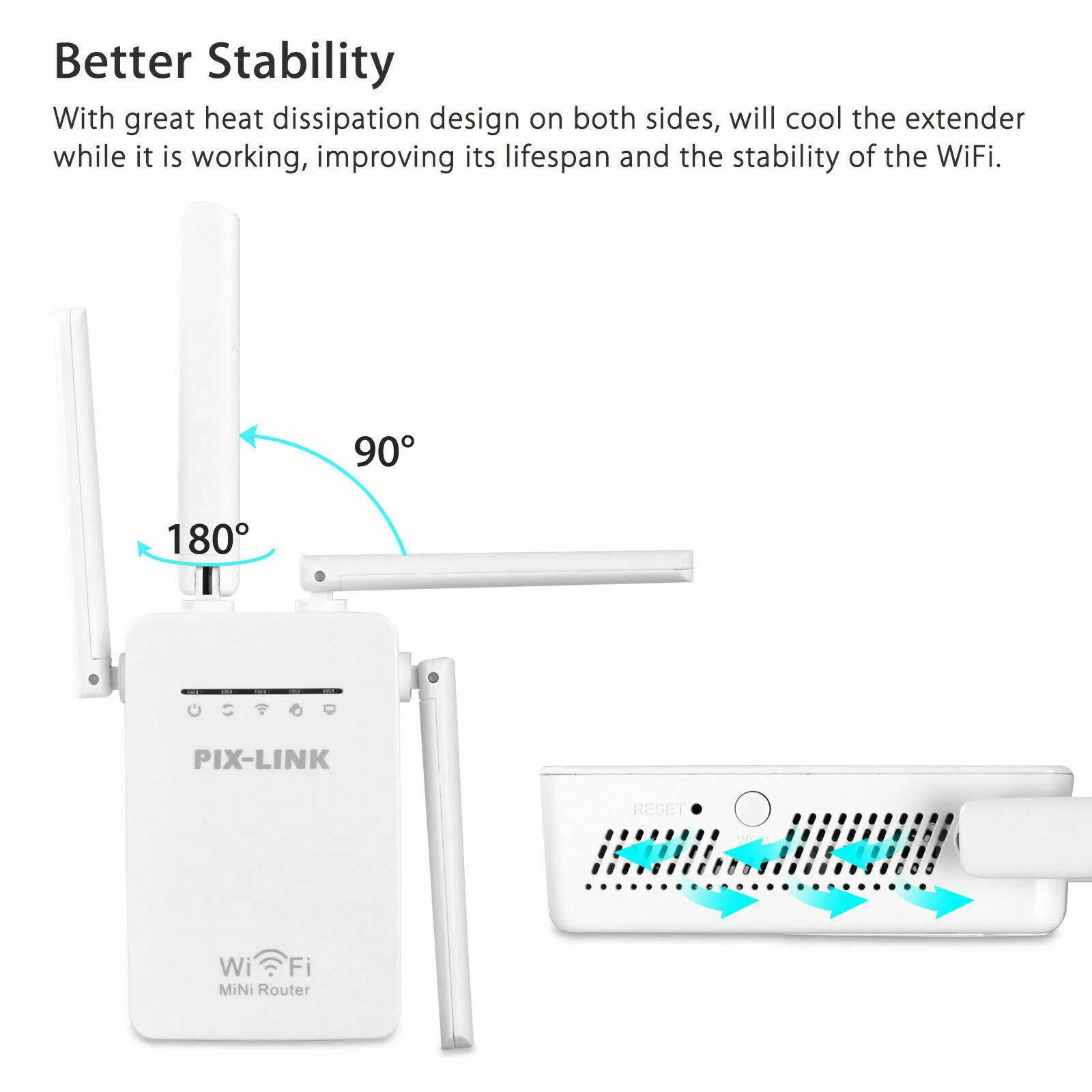 300Mbps WiFi Repeater 2.4GHz Wi-Fi Signal Extender 802.11b/G/N Wps High Gain Antennas Repeteur Rout Booster