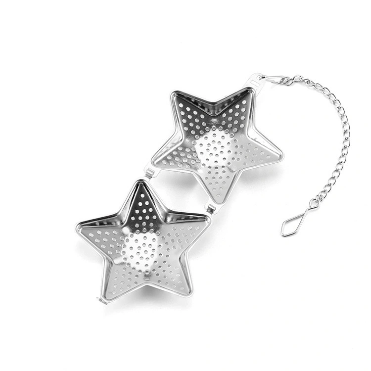 Stainless Steel Loose Tea Star Chain R with Strainer Herb Spice Diffuser Bl15919