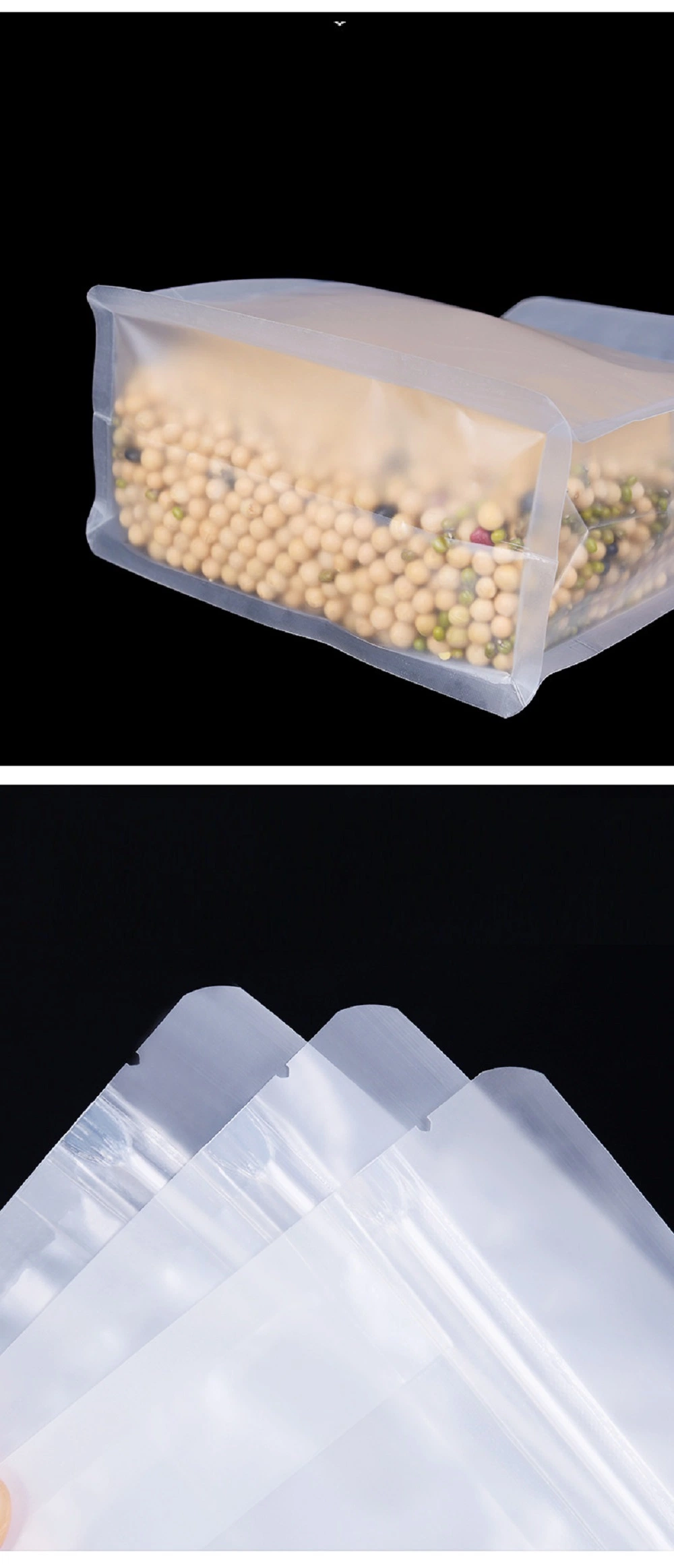 Flat Bottom Recolorable Zip Lock Clear Craft Paper Matte Octagon Heat Sealable Plastic Food Storage Packaging Box Pouch Wbb17921