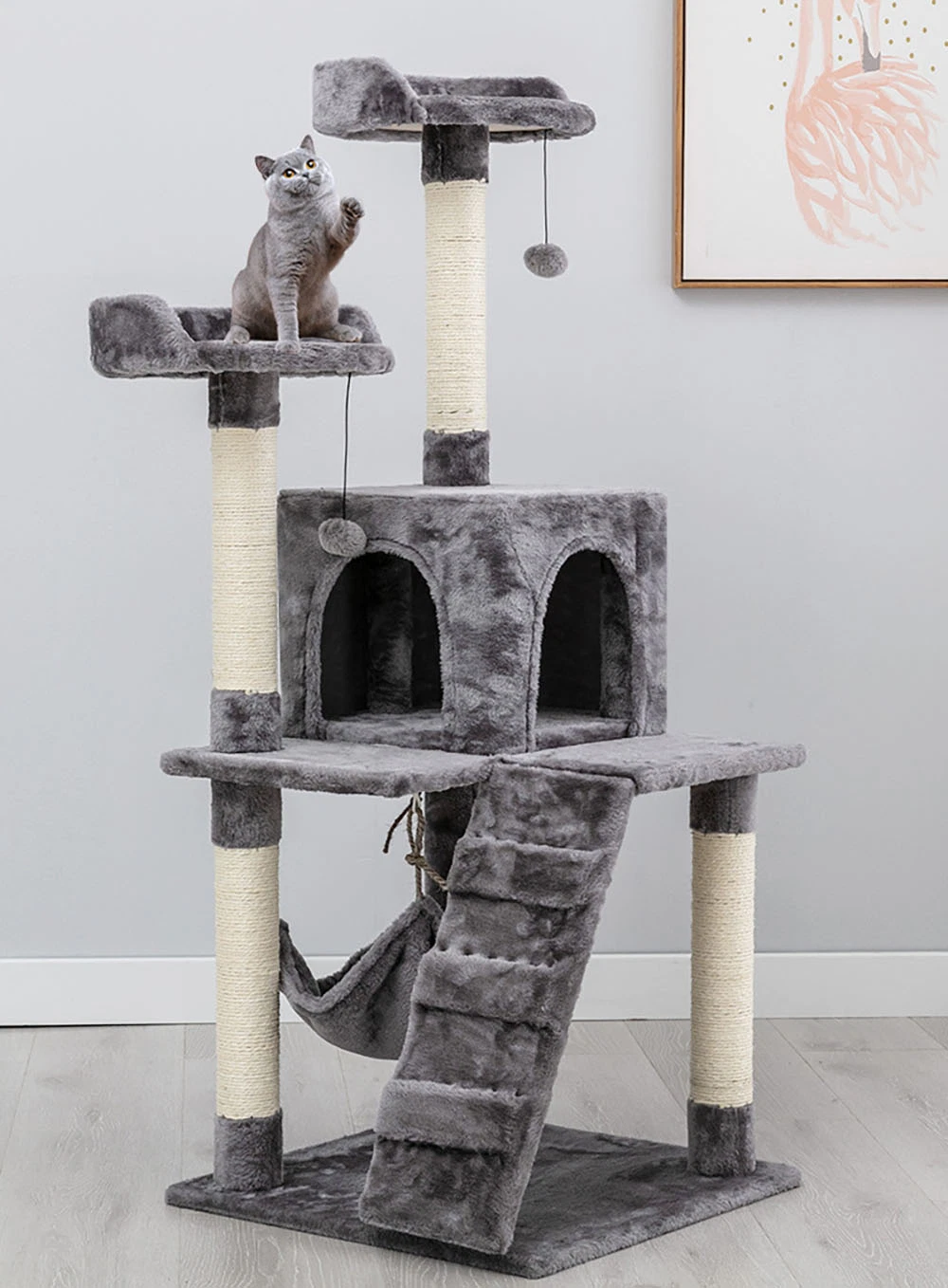 Grand animal grimpant chat jouet chat Nest Corner arbre de chat Plate-forme d'appoint Cat Nest intégrée