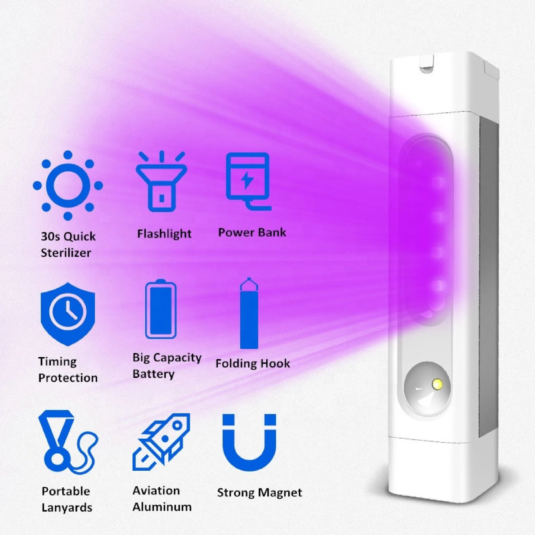 Desinfecção 270nm Homeuse-285nm UV LED de esterilização sem ozono nenhuma radiação germicida ultravioleta de luz da lâmpada UV portátil