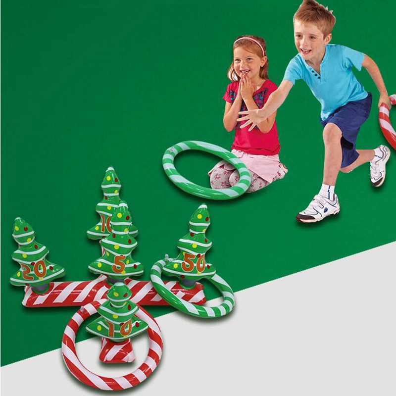 Draußen und drinnen Weihnachtsfeier spielen Spielzeug Aufblasbarer Weihnachtsbaum Ring Toss Spiel für Kinder