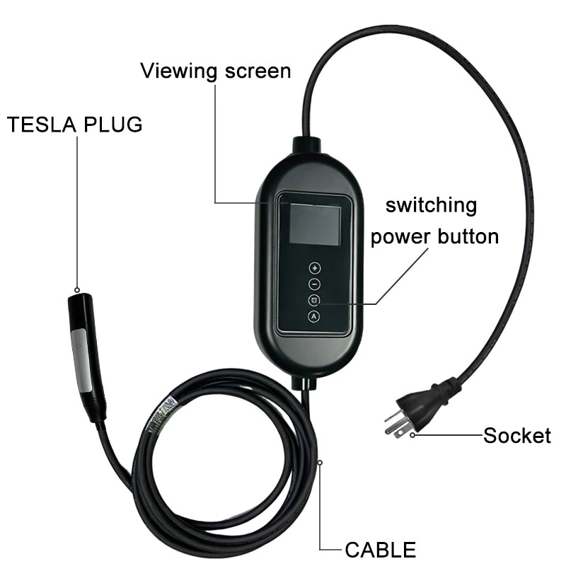 3.5kw 7kw 8.8kw Car Charger Nacs Connectors EV Charger Manufacturers FCC ETL Certificate for Tesla Portable EV Charger