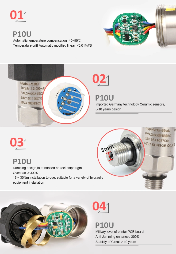 P10 de bajo coste del Chip de cerámica del sensor de presión Transmisor de transductor Fabricante		Mic Mac	P10