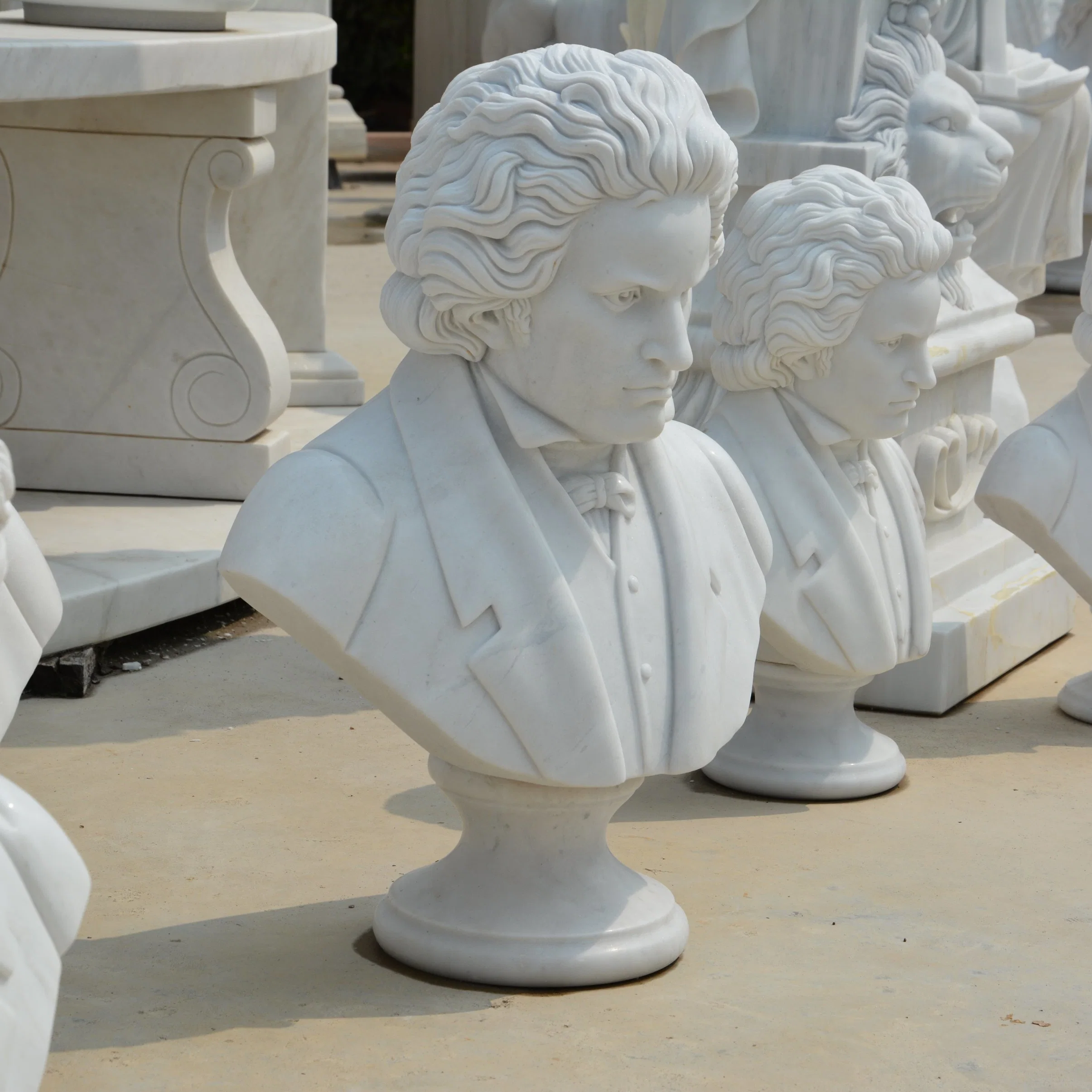 Decoración personalizada de mármol blanco Beethoven Man Bust