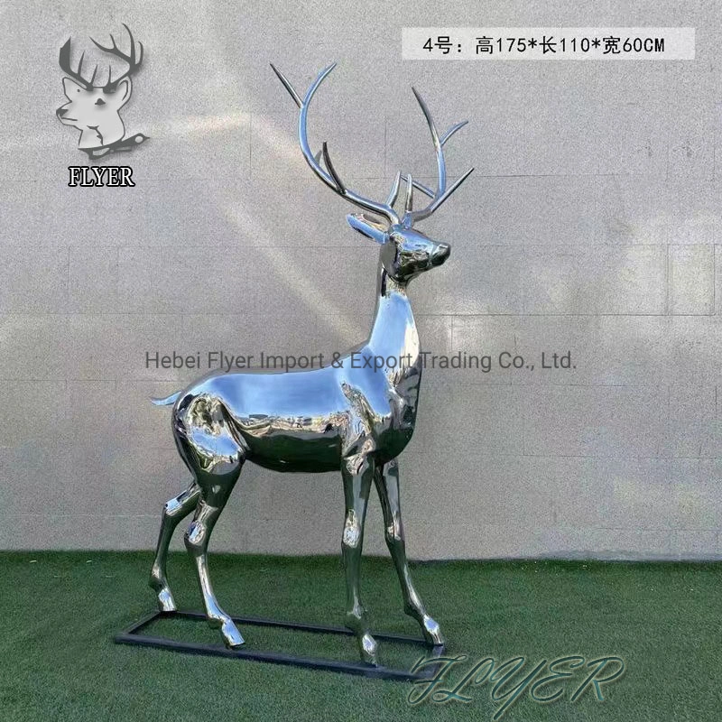 Flyer Sculpture OEM Garden Decoration Modern Animal Statue Stainless Steel Deer Sculpture