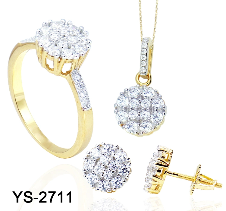 14K Gold Plated 925 Sterling Silver Fashion Jewelry Micro Pave CZ Set