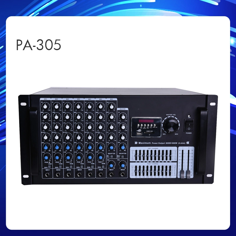 PA-305 500W Professional EQ Karaoke Mixing Amplifier, Built-in Bt, USB Playback