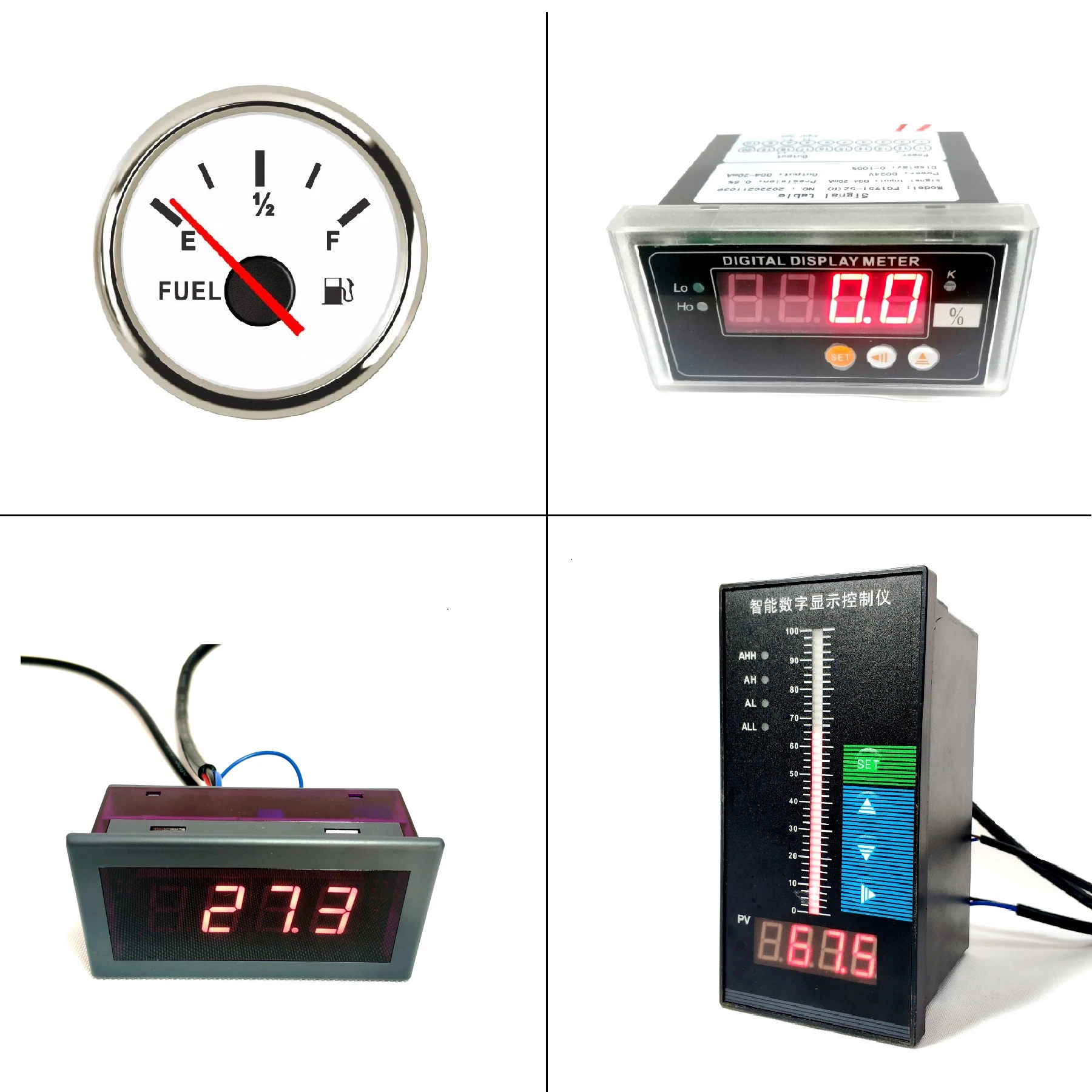 0-190ohm/240-33ohm/4-20mA/0-5V Widerstandseingang 52mm rund Wasser-/Kraftstoff-/Ölstand-/Temperatur-/Druckanzeige mit Rot Zeiger Weiß/Schwarzes Zifferblatt