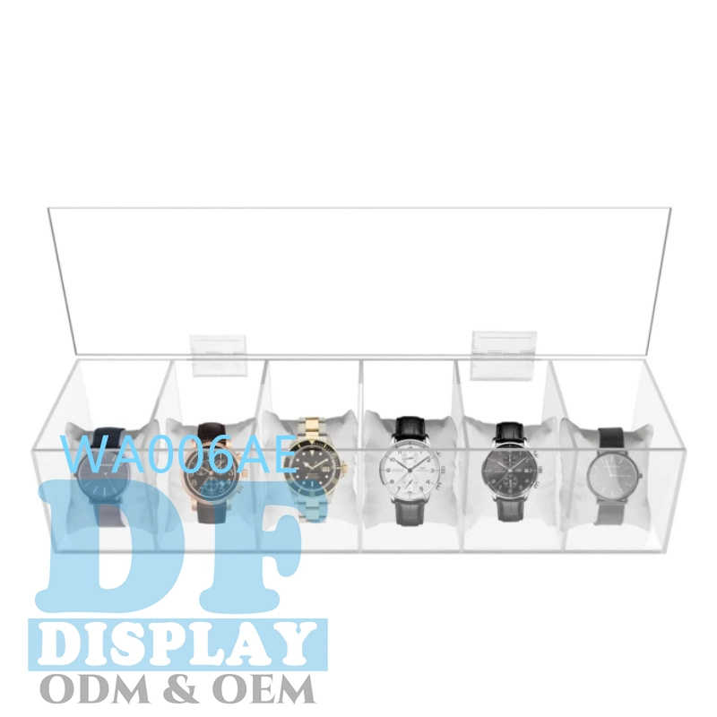 Regarder la Case de l'organiseur à l'acrylique, de regarder les cas, l'acrylique Watch titulaire Stand Bijoux Boîte de rangement- 6 emplacements