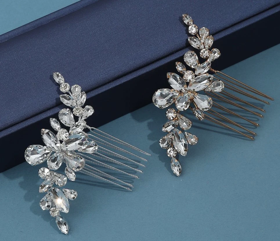 Silver and Gold Clear Rhinestone Hair Comb. Bridla Wedding Rhinestone Hair Comb Hair Accessories