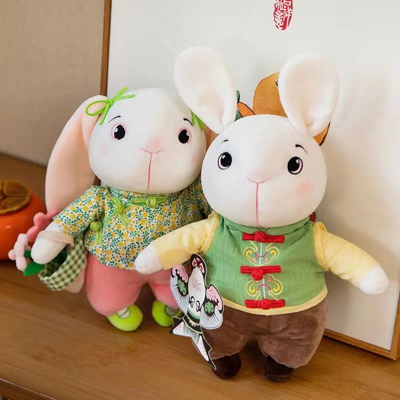 Chinese Style Folk Rabbit Doll Plush Toy Cute Couple Children's Day Doll Birthday Gift