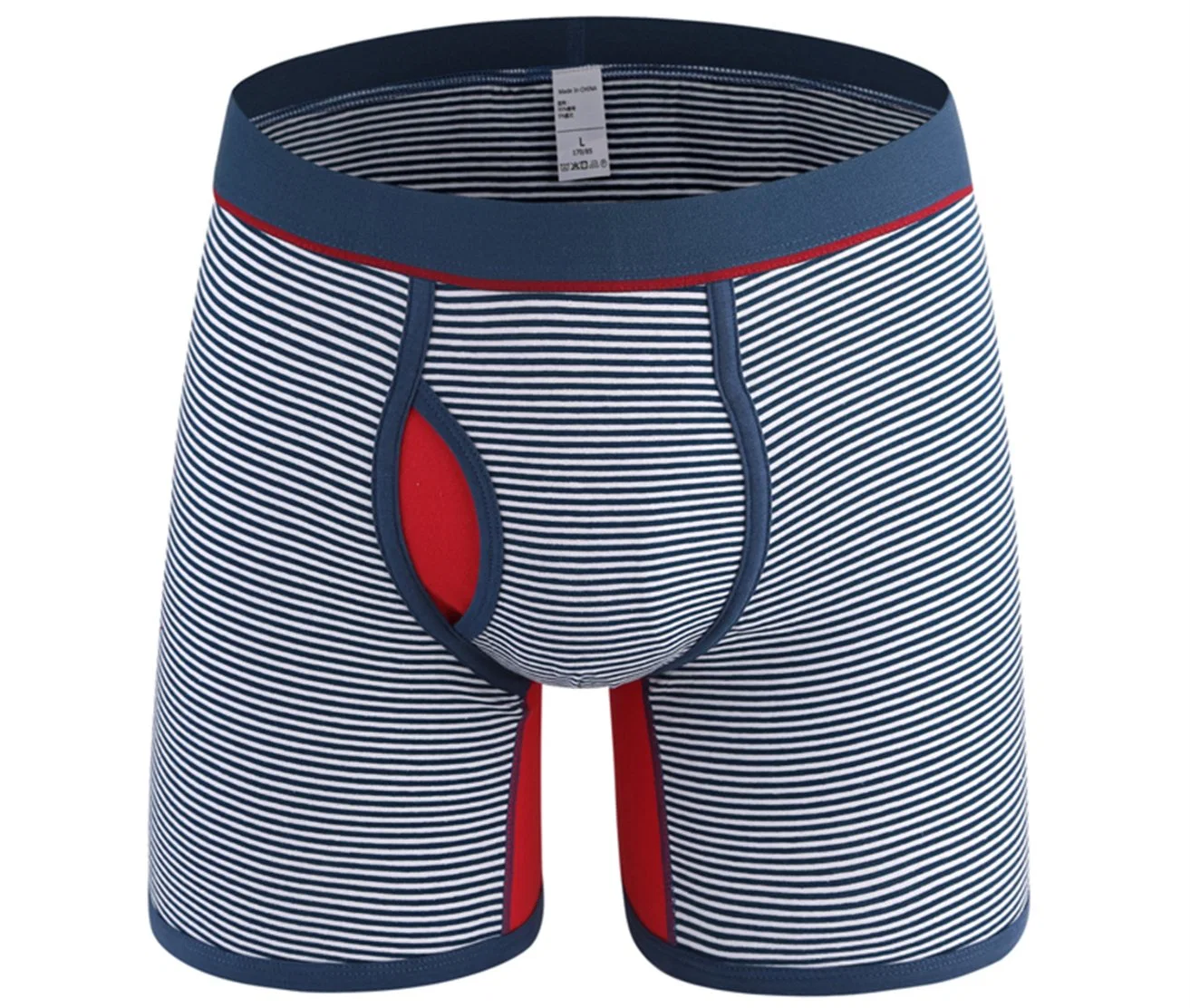 Underwear Manufacturer High quality/High cost performance OEM Elastic Waistband Striped Printed Fashion Design Custom Logo Splicing Mens Long Boxer Briefs Shorts