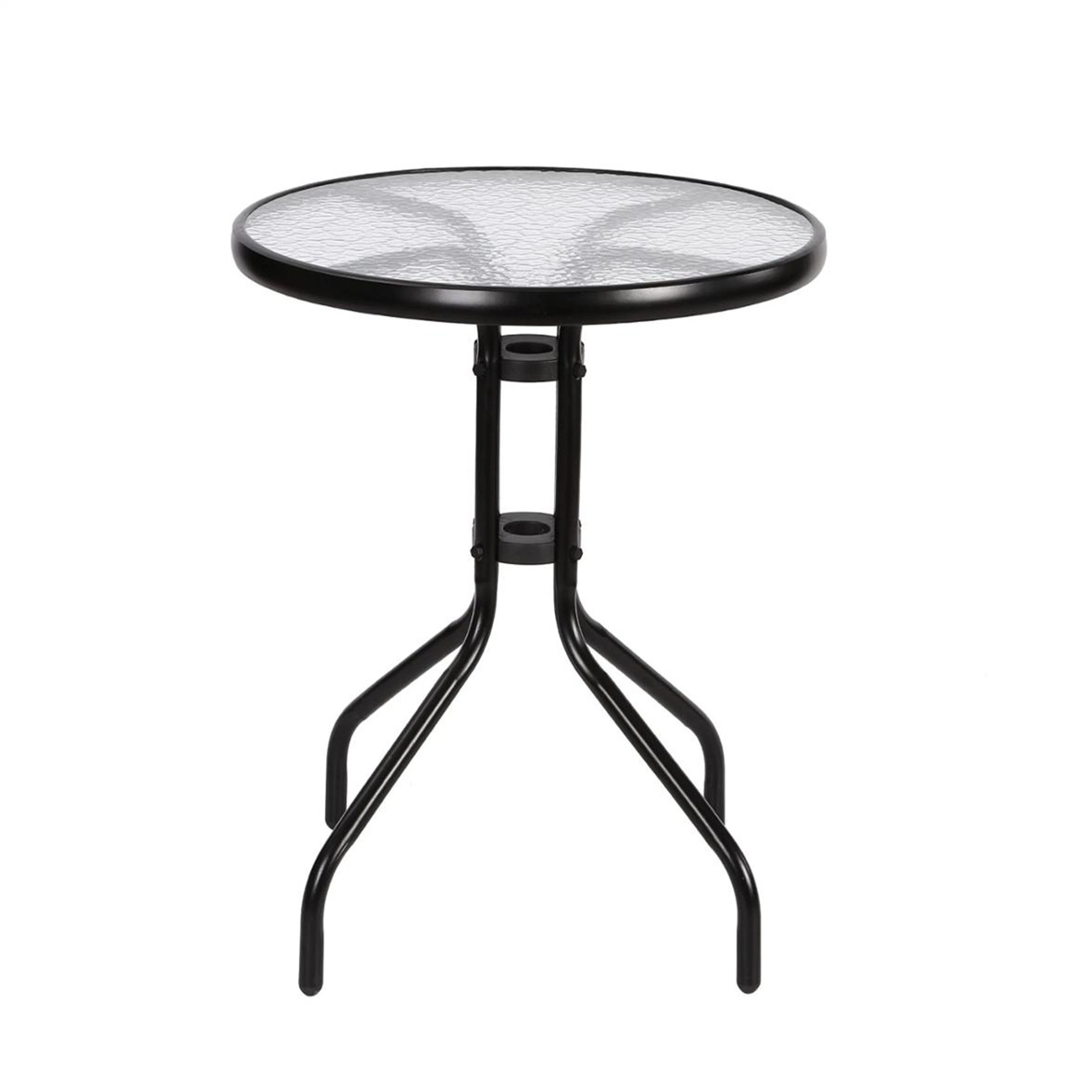 Metal Outdoor Furniture Steel Frame Tempered Glass Round Table