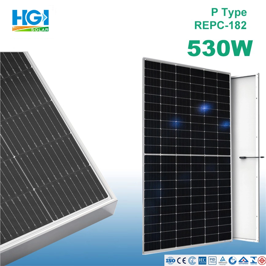 Hgi Verde sistema de Energía Solar 530W 144PCS Mono de media celda de la batería del Sistema Solar Panel del módulo de la celda Repc182-530W