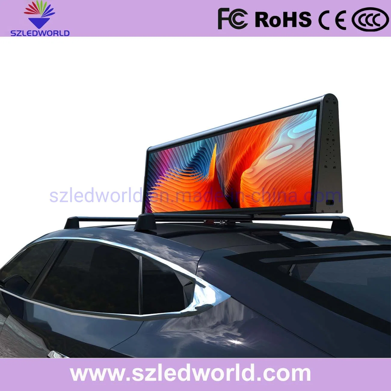 Quality P5 Taxi Roof Video LED Display with 4G/WiFi Cloud Control Car