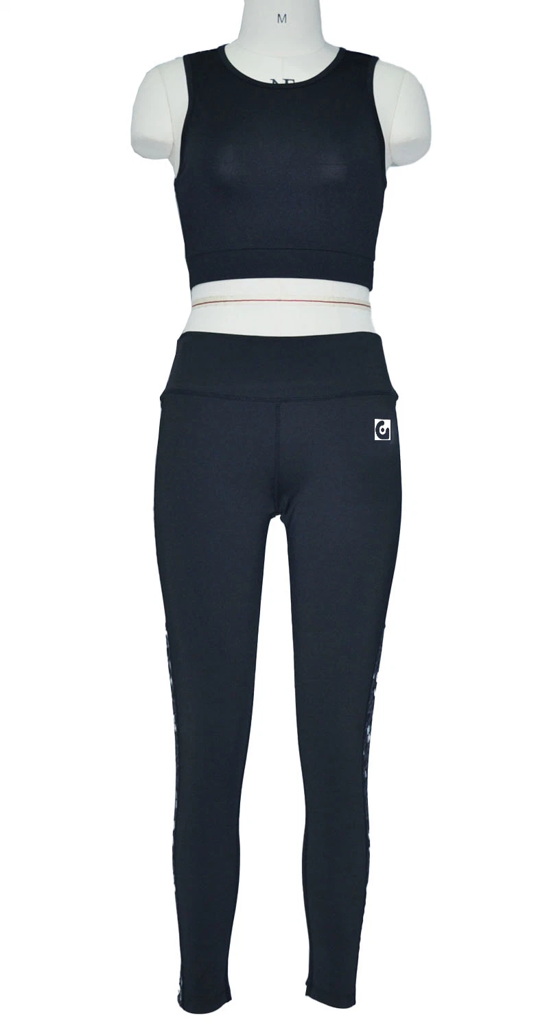 Sports Fabric Custom Printed Women Two Piece Yoga Pants Fitness Clothing Bodysuit Set Shorts Bra