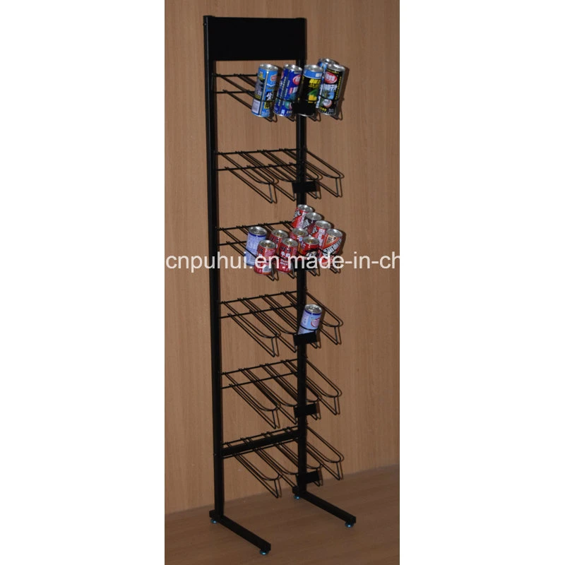 Metal Floor Standing Convenient Store Promotion Wire Tray Holder Drinks Display Rack (PHY1057F)