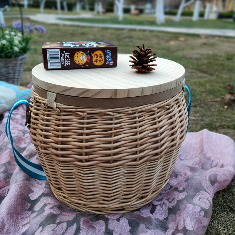 Promotion Price Wicker Fruit Portable Simple Garden Storage Organizer Hamper Picnic Basket