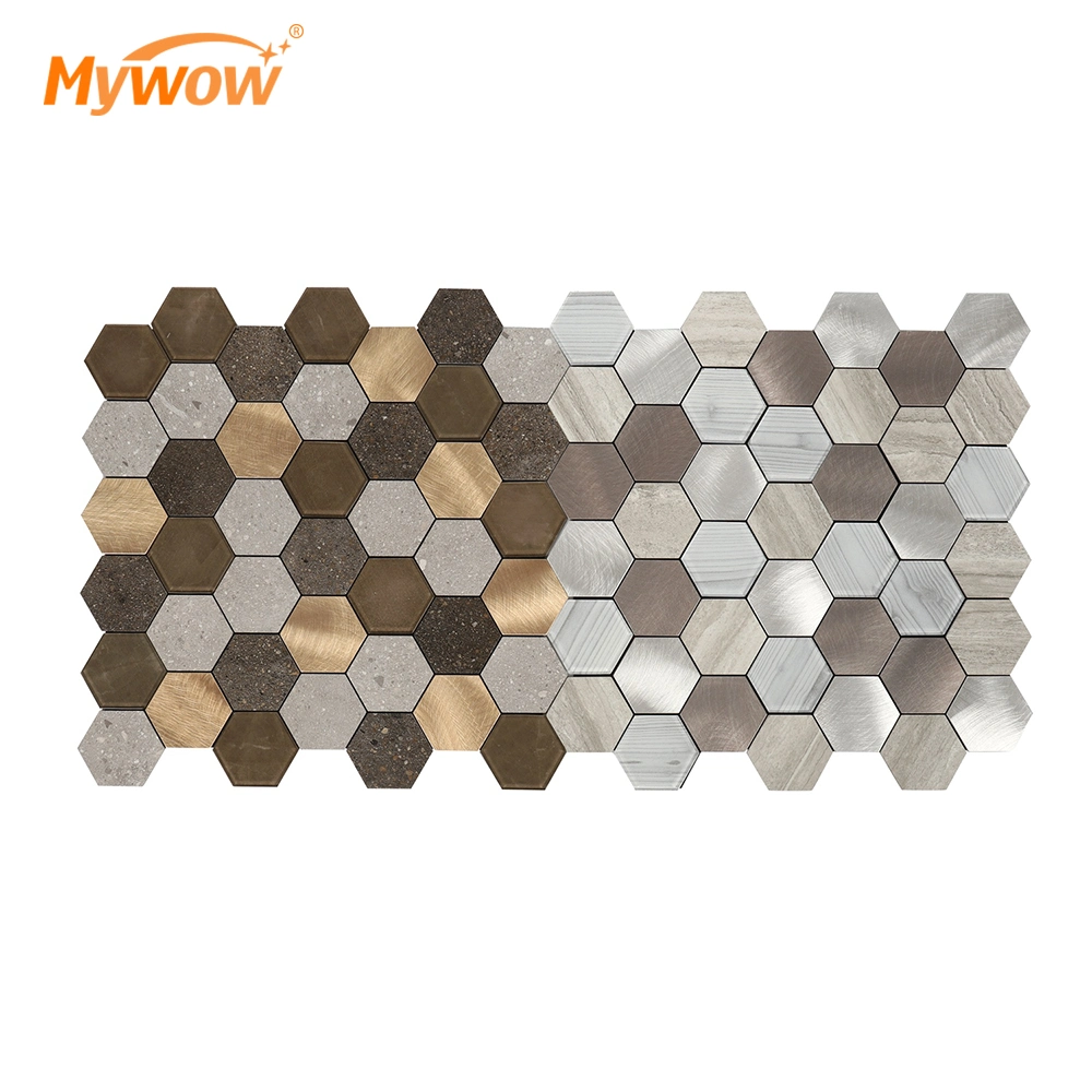 New Arrival Golden Silver Metallic Tile Sheets Stainless Steel & Aluminum Blend Mosaic Tiling Kitchen Designs Diamond Tiles Backsplash