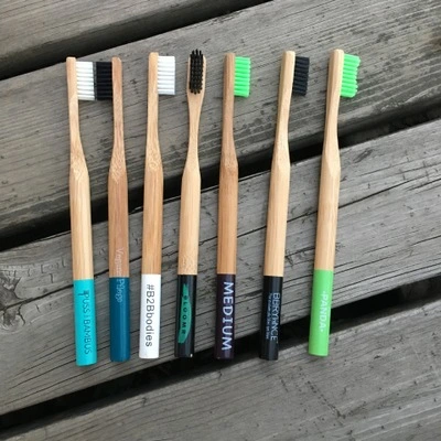 Colorful Bristle Bamboo Toothbrush with Paint Logo 100% Natural Eco-Friendly Bamboo Toothbrush Factory