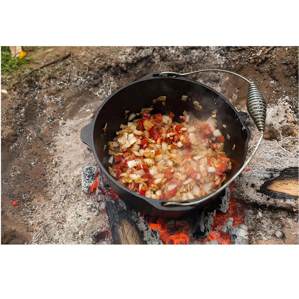 Pre-Seasoned Ferro Fundido Panelas Camping Forno Holandês com três pernas