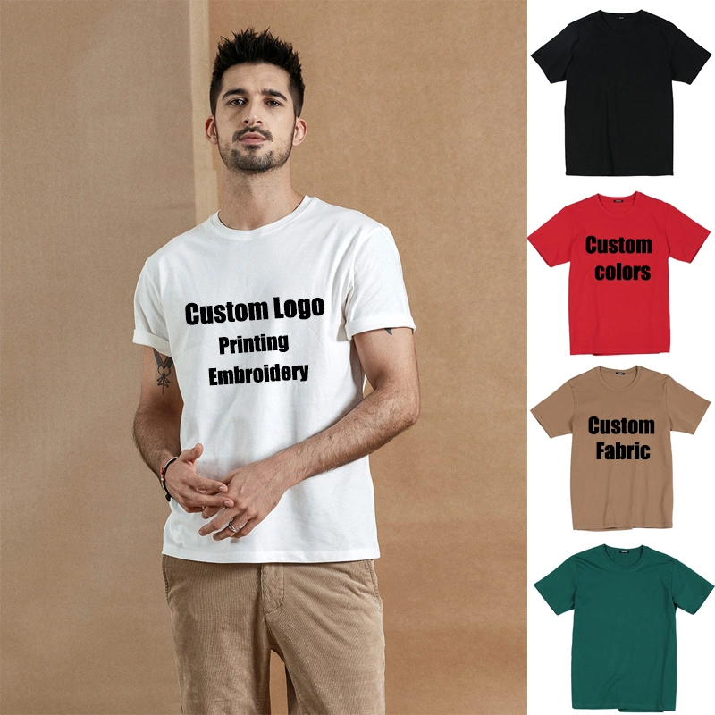 Wholesale Custom Men Plain Tee Shirt Custom Logo Multi Colors Breathable Summer Cotton T Shirt