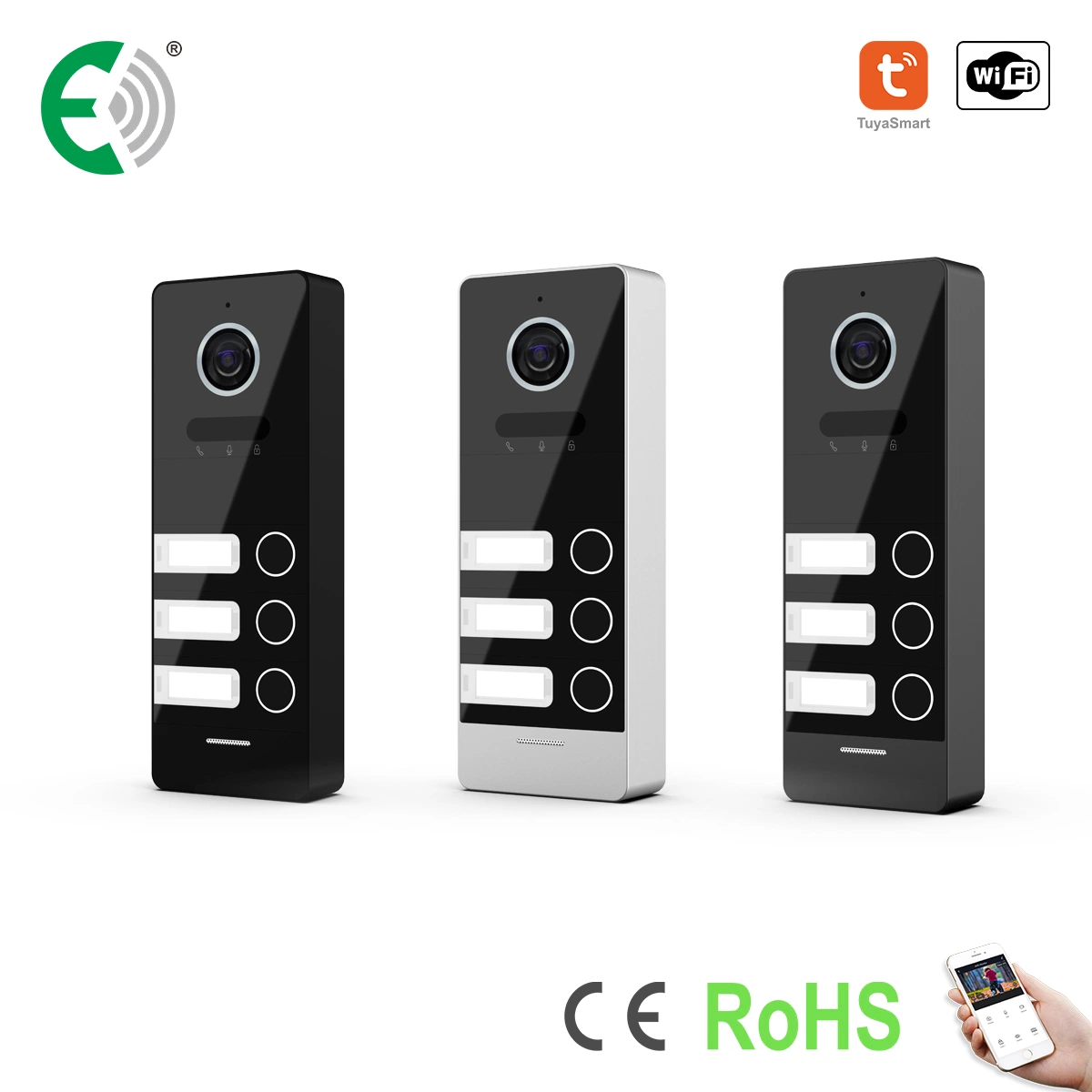 2 Wire IP&WiFi Video Doorphone with Tuya APP Control Doorbell for Villa and Apartment