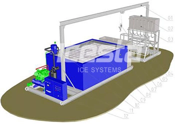 Máquinas de fazer gelo bloco comercial Máquina do Sistema de Refrigeração