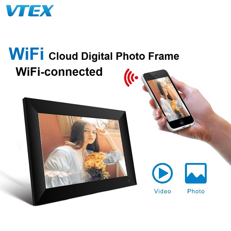 7 Inch 5g Wi-Fi Remote Free Framoe Cloud Storage Wood Digital Picture Photo Frames