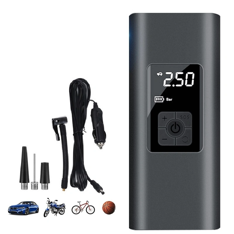 New Bike Ball Tire Mini Digital LED 12V DC Portable Rechargeable Wireless Electric Car Air Pump with Flashlight