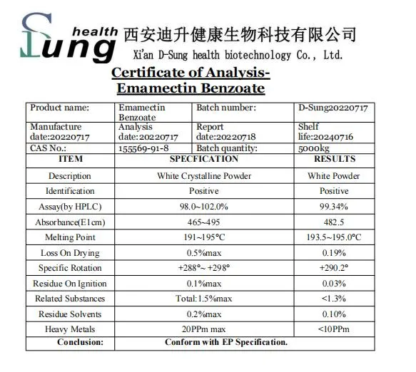 Pesticide Emamectin Benzoate Insecticide Emamectin Benzoate Powder Emamectin Benzoate