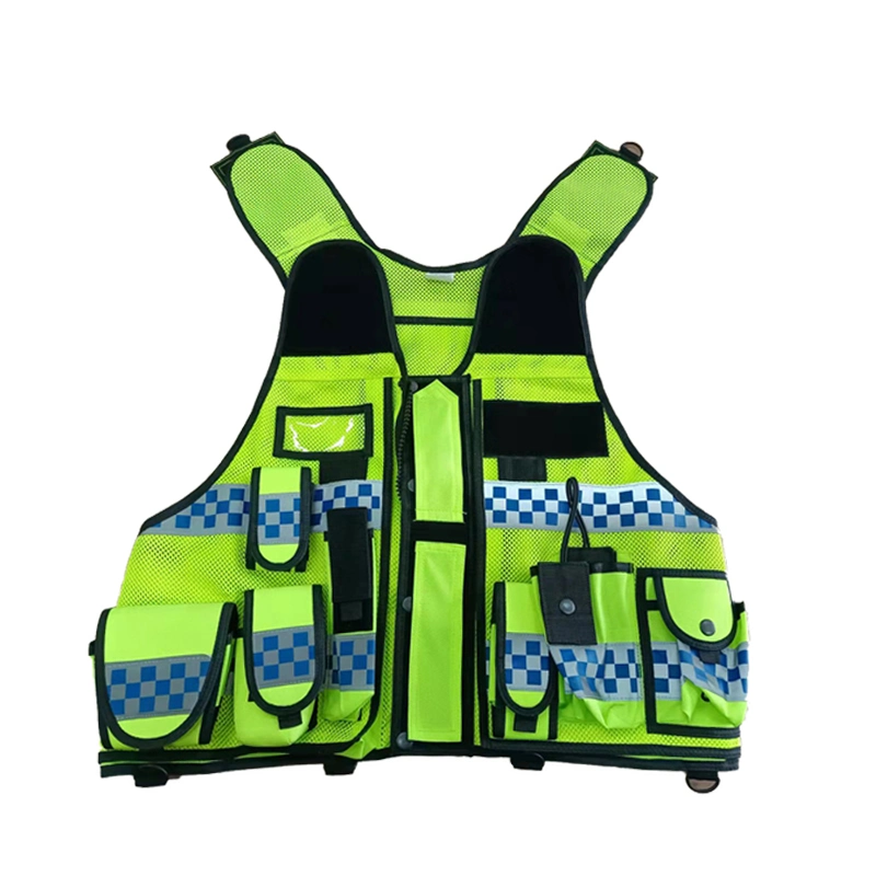 Durable Traffic Construction Workwear Breathable Multi-Pocket Security Reflective Hi-Vis Vest