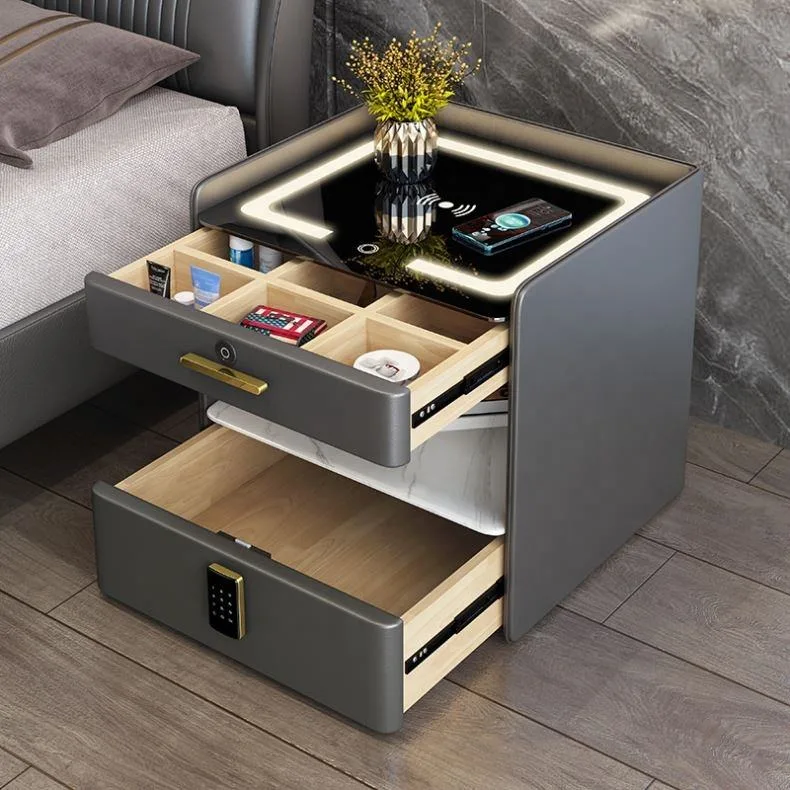 Mejor Smart Furniture LED Touch Light Mesa de cabecera con conexión inalámbrica Carga minimalista cargo dormitorio mesita de noche