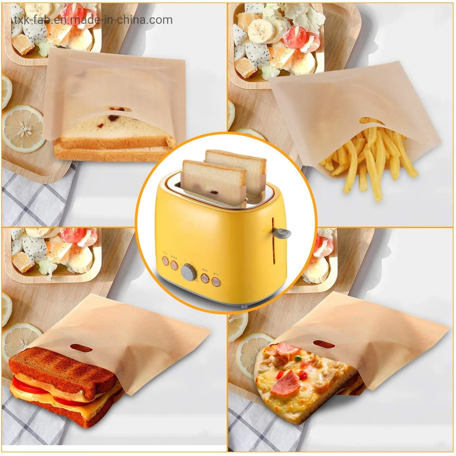 Original Factory Nonstick PTFE Fiberglass Toaster Bag for Sandwich Toaster Press Grill Maker