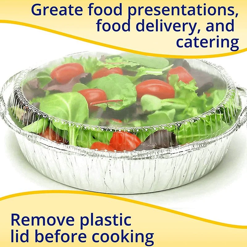 9" Round Plastic Dome Lid for Aluminum Foil Pan Tray &ndash; Clear Plastic Lid for 9" Aluminum Container