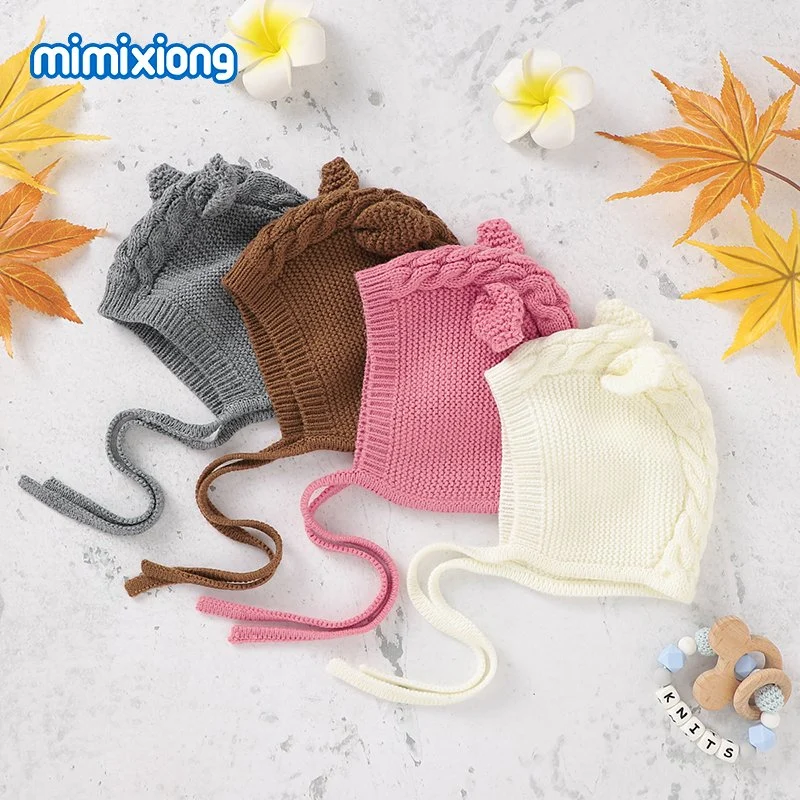 Wholesale/Supplier Price Baby Girl Boy Hats Autumn Winter Fashion Warm Knitted Hats with Cute Ears