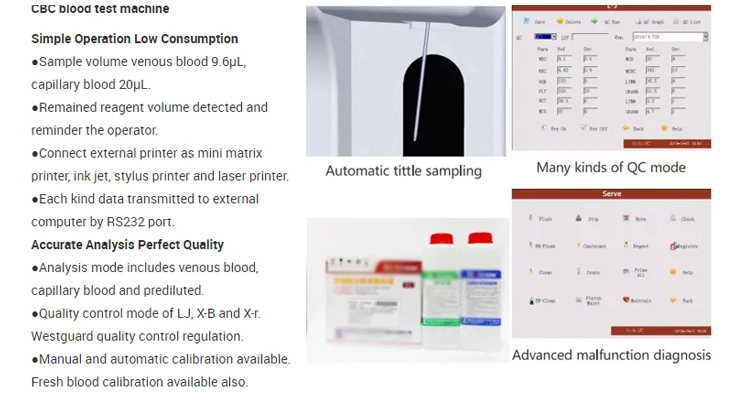 Biological Diagnostics Biochemistry 3part or 5part Hematology Analyzer 5 Parts Cbc Machine
