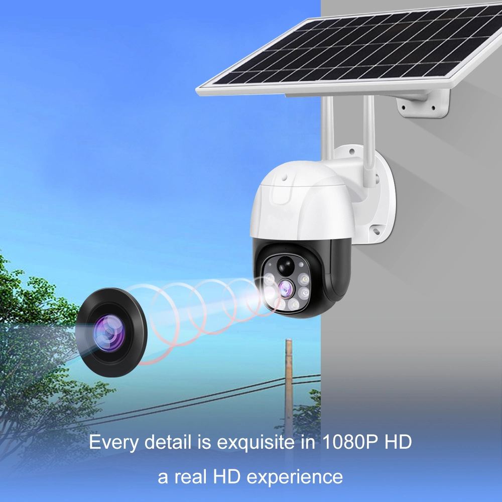 WiFi Wireless Solar Power Camera 4G SIM-Kartensteckplatz CCTV Sicherheits-IP-Kamera für den Außenbereich, 128-Speicherkarte
