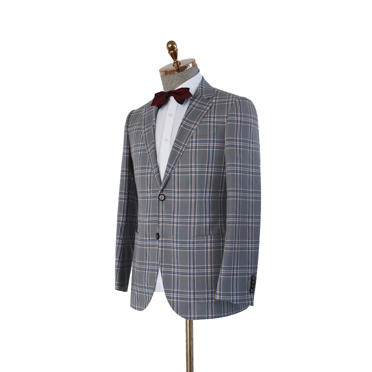 New Design Men Custom Plaid Suit Pocket Sticker Design Business and Leisure Apparel