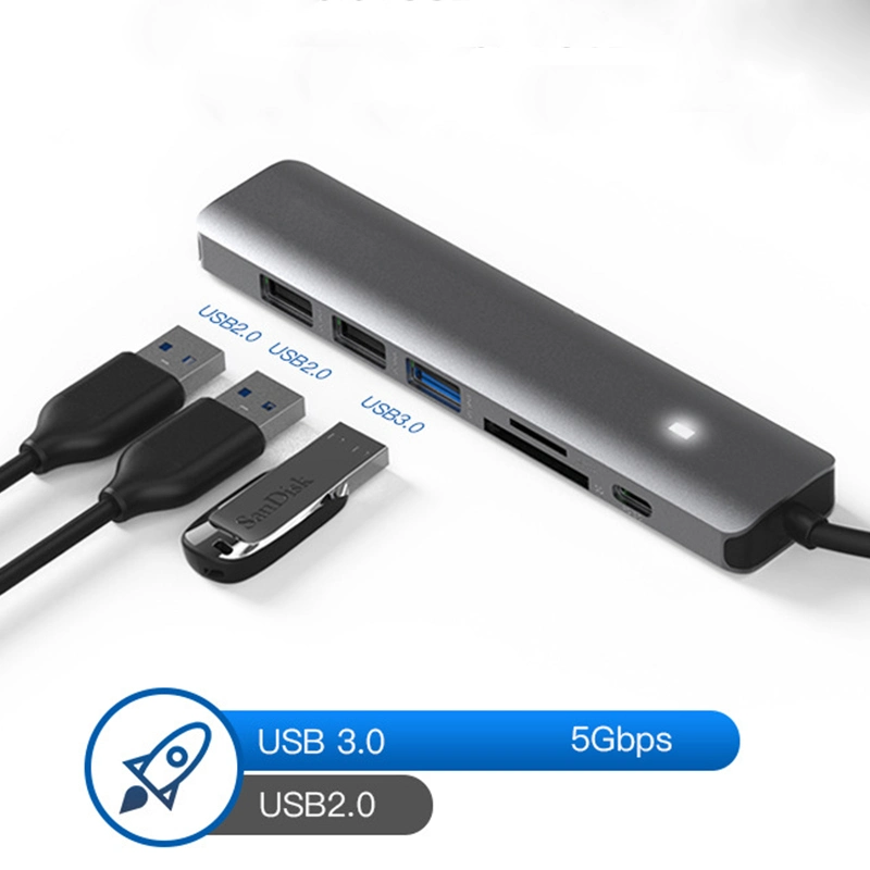 Pd 100W 4K de type C Hub USB 3.0 portable multiport carte multiport 7 en 1 MOYEU